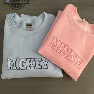 mickey x minnie embroidered couple sweatshirt embroidery tshirt sweatshirt hoodie gift laughinks 1 1