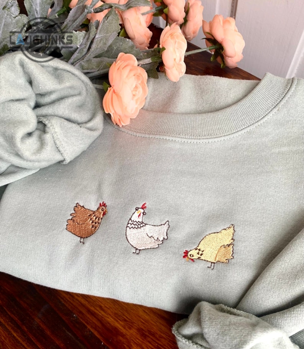 Embroidered Chicken Crewneck Embroidery Tshirt Sweatshirt Hoodie Gift