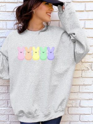 Peep My Sweatshirt Candy Peeps Tee Egg Hunt Shirt Spring Room Mom Christian Spring Eggs And Bunnies Pastel Easter Rainbow Easter Unique revetee 2