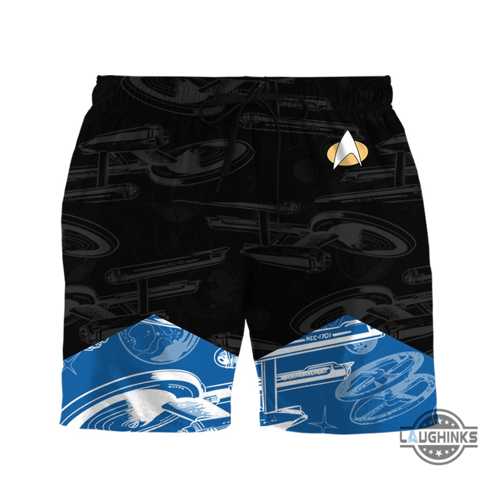 3d s.t the next generation 1987 hawaiian style blue uniform custom men shorts aloha summer beach button up shirts and shorts laughinks 1