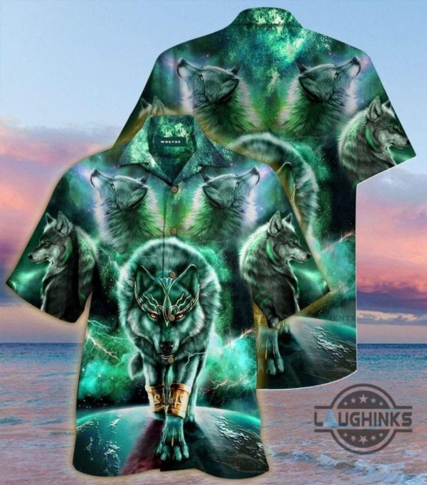 green galaxy wolf tropical hawaiian shirt 131 aloha hawaii shirts aloha summer beach button up shirts and shorts laughinks 1