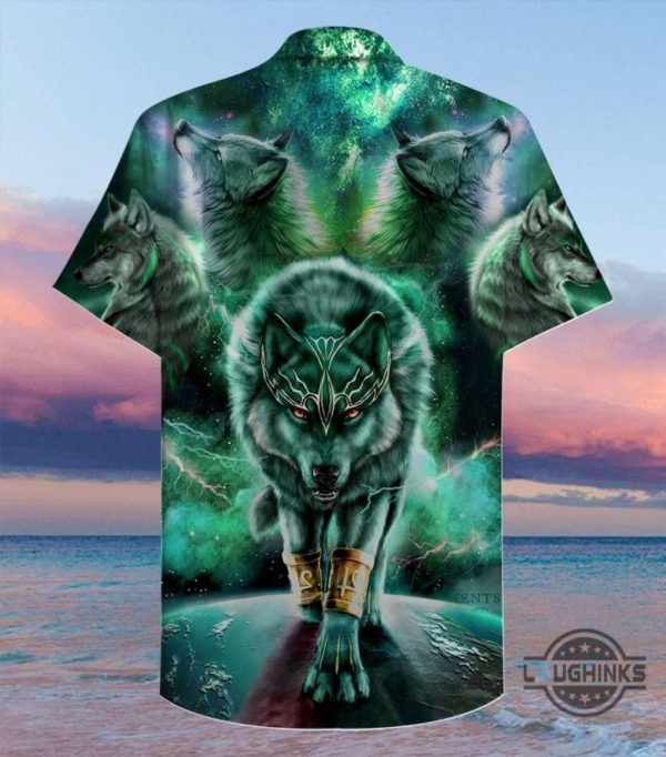 green galaxy wolf tropical hawaiian shirt 131 aloha hawaii shirts aloha summer beach button up shirts and shorts laughinks 1 2