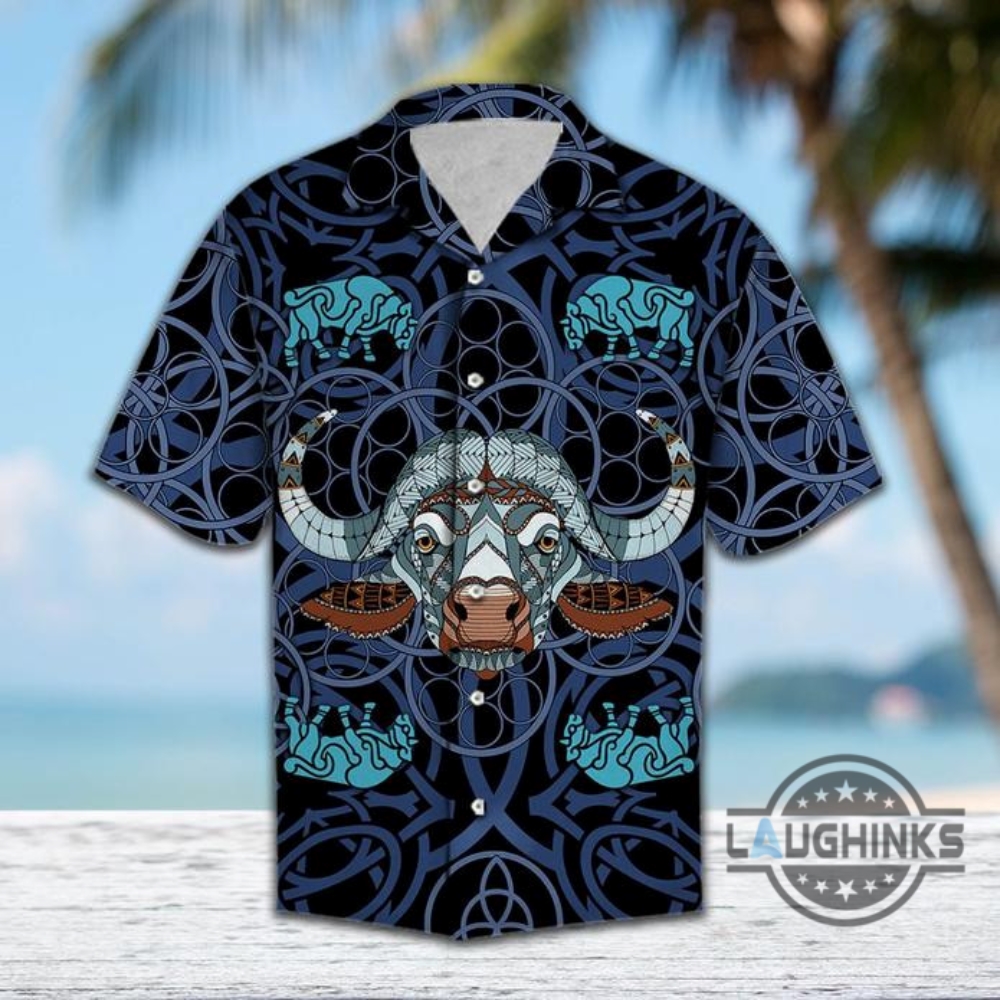 Bison Blue Mandala Vikings Tropical Hawaiian Shirt 131 Aloha Hawaii Shirts Aloha Summer Beach Button Up Shirts And Shorts