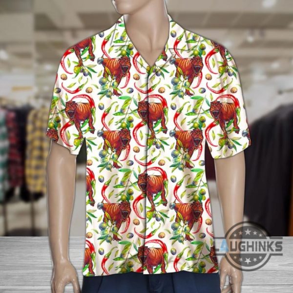 hot chili peppers and trex tropical hawaiian shirt 131 aloha hawaii shirts aloha summer beach button up shirts and shorts laughinks 1 1