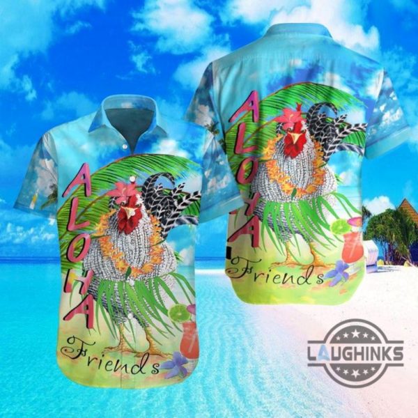 farm rooster aloha friends hawaiian shirt aloha summer beach button up shirts and shorts laughinks 1