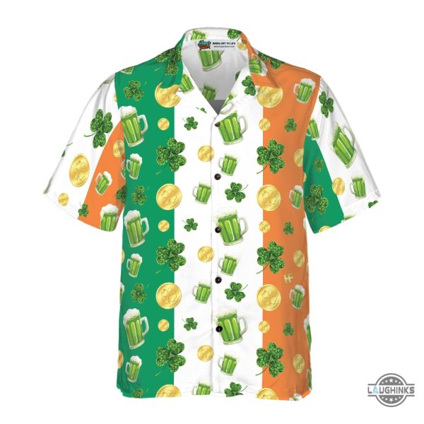beer shamrock and coin st patricks day hawaiian shirt aloha summer beach button up shirts and shorts laughinks 1 2