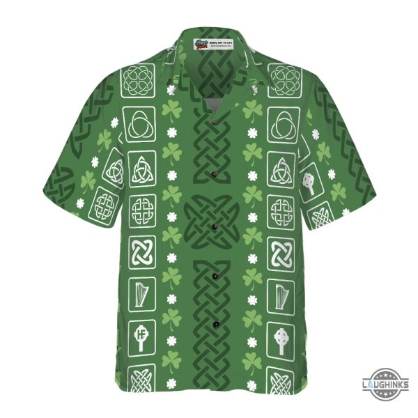 collection of celtic irish happy st patricks day hawaiian shirt aloha summer beach button up shirts and shorts laughinks 1 2