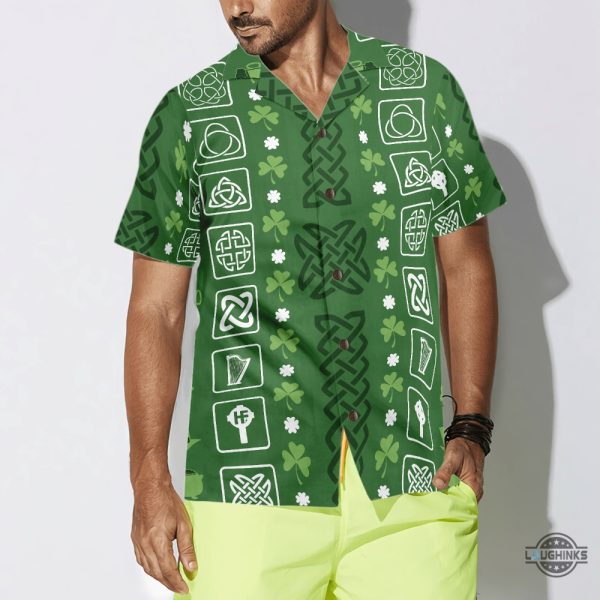 collection of celtic irish happy st patricks day hawaiian shirt aloha summer beach button up shirts and shorts laughinks 1 3