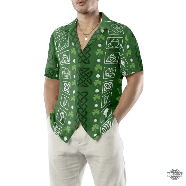 collection of celtic irish happy st patricks day hawaiian shirt aloha summer beach button up shirts and shorts laughinks 1 4