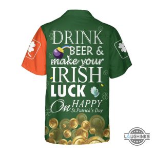 irish luck on st. patricks day hawaiian shirt st. patricks day shirt cool st patricks day gift aloha summer beach button up shirts and shorts laughinks 1 1