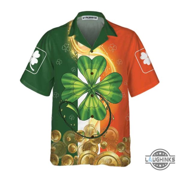 irish luck on st. patricks day hawaiian shirt st. patricks day shirt cool st patricks day gift aloha summer beach button up shirts and shorts laughinks 1 2