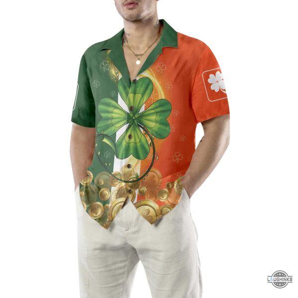 irish luck on st. patricks day hawaiian shirt st. patricks day shirt cool st patricks day gift aloha summer beach button up shirts and shorts laughinks 1 3