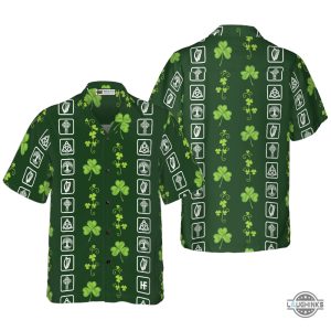 shamrock irish symbols hawaiian shirt aloha summer beach button up shirts and shorts laughinks 1