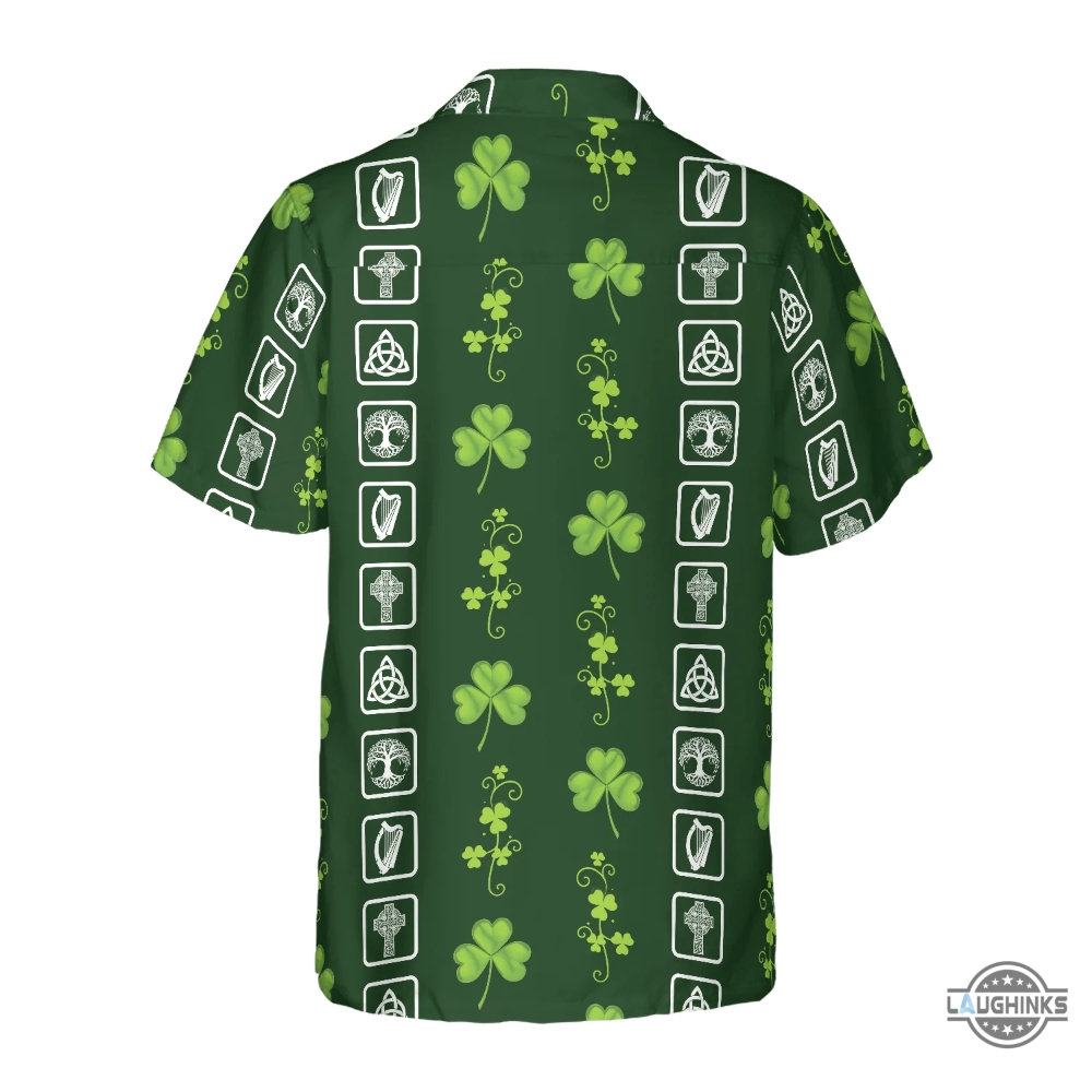 Shamrock Irish Symbols Hawaiian Shirt Aloha Summer Beach Button Up Shirts And Shorts