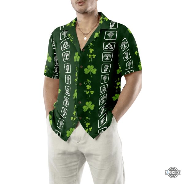 shamrock irish symbols hawaiian shirt aloha summer beach button up shirts and shorts laughinks 1 4