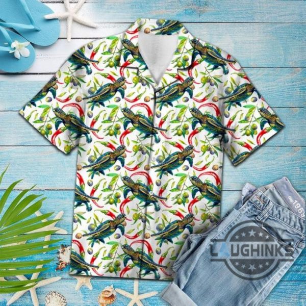 hot chili peppers and turtle tropical hawaiian shirt 131 aloha hawaii shirts aloha summer beach button up shirts and shorts laughinks 1