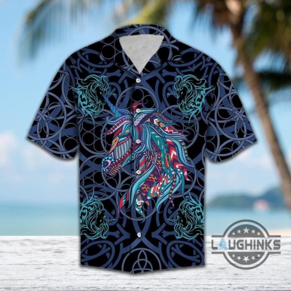 unicorn blue mandala vikings tropical hawaiian shirt 131 aloha hawaii shirts aloha summer beach button up shirts and shorts laughinks 1 1