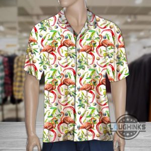 hot chili peppers and flamingo tropical hawaiian shirt 131 aloha hawaii shirts aloha summer beach button up shirts and shorts laughinks 1 1
