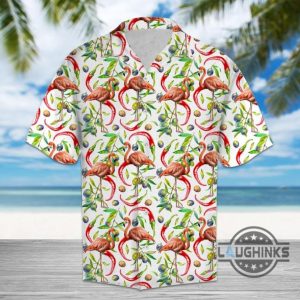 hot chili peppers and flamingo tropical hawaiian shirt 131 aloha hawaii shirts aloha summer beach button up shirts and shorts laughinks 1 2