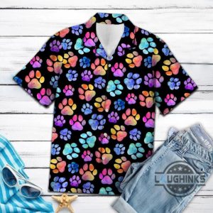 colorful dog pawprint tropical hawaiian shirt 131 aloha hawaii shirts aloha summer beach button up shirts and shorts laughinks 1