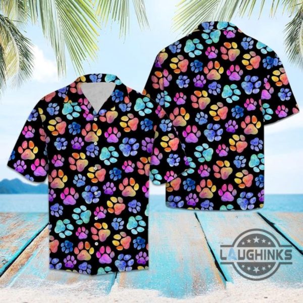 colorful dog pawprint tropical hawaiian shirt 131 aloha hawaii shirts aloha summer beach button up shirts and shorts laughinks 1 1