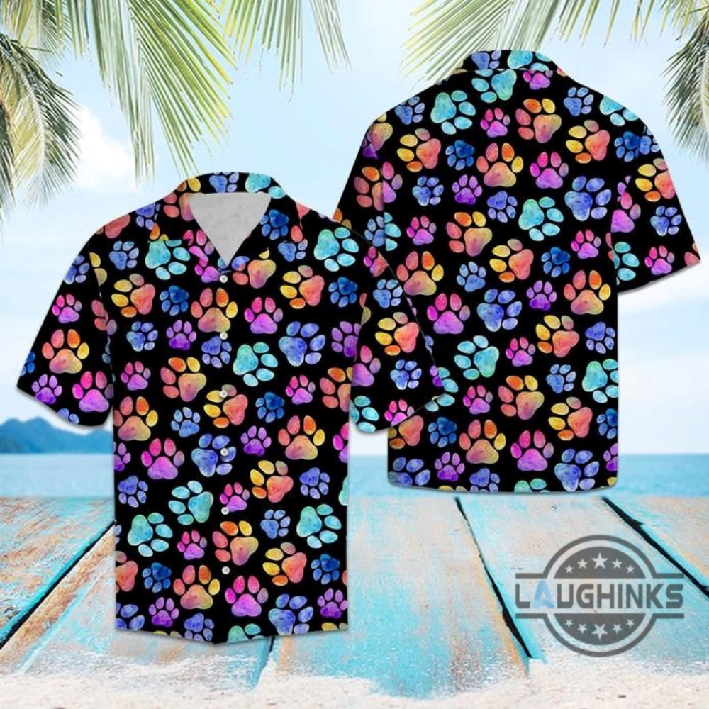 Colorful Dog Pawprint Tropical Hawaiian Shirt 131 Aloha Hawaii Shirts Aloha Summer Beach Button Up Shirts And Shorts