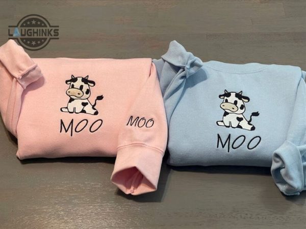 cow sitting embroidered sweatshirt womens embroidered sweatshirts tshirt sweatshirt hoodie trending embroidery tee gift laughinks 1 7