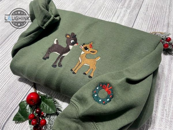 rudolph and clarice embroidered sweatshirt womens embroidered sweatshirts tshirt sweatshirt hoodie trending embroidery tee gift laughinks 1 1