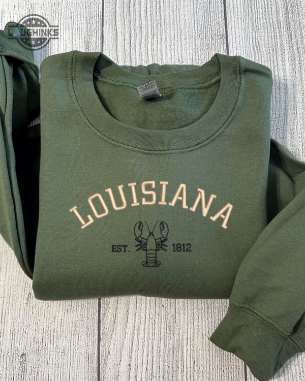 louisiana est. 1812 embroidered sweatshirt womens embroidered sweatshirts tshirt sweatshirt hoodie trending embroidery tee gift laughinks 1