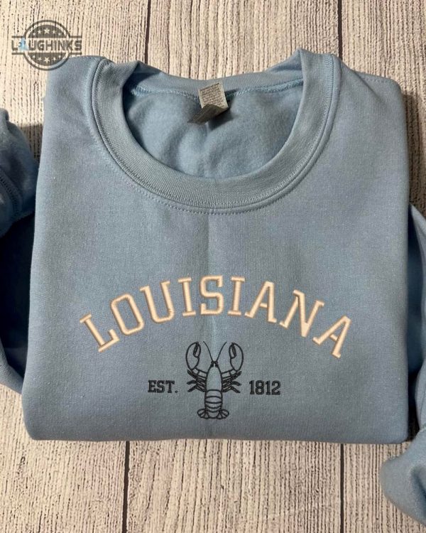 louisiana est. 1812 embroidered sweatshirt womens embroidered sweatshirts tshirt sweatshirt hoodie trending embroidery tee gift laughinks 1 1