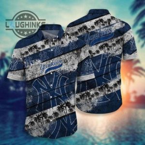 vintage new york yankees hawaiian shirt sport gift for hawaii lovers ny yankees button up shirt and shorts mlb baseball aloha beach shirt laughinks 1