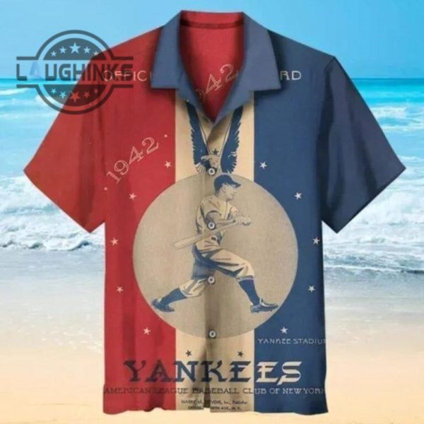 vintage new york yankees hawaiian shirt baseball gift for boyfriend ny yankees button up shirt and shorts mlb baseball aloha beach shirt laughinks 1 1