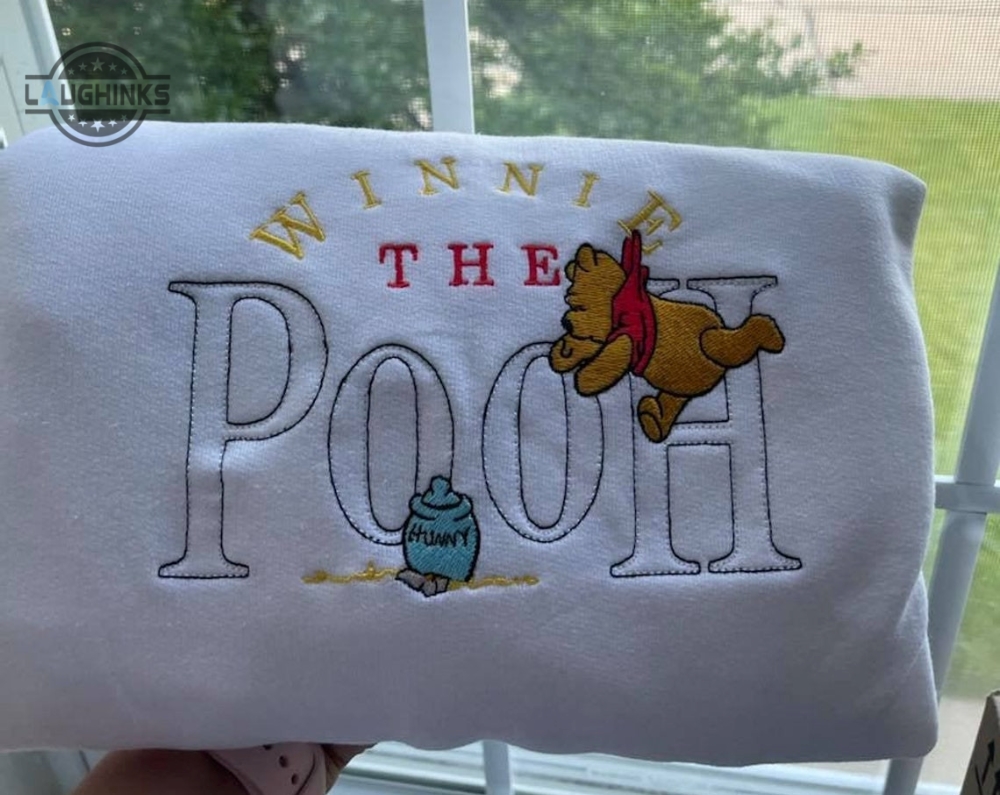 Winnie The Pooh Embroidered Sweatshirt Winnie The Pooh Embroidery Crewneck Embroidery Tshirt Sweatshirt Hoodie Gift