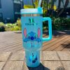 stanley cup stitch dupe 40 oz lilo and stitch laser engraved stainless steel 40oz tumblers disney cartoon character hibiscus flower hawaiian travel cups laughinks 1