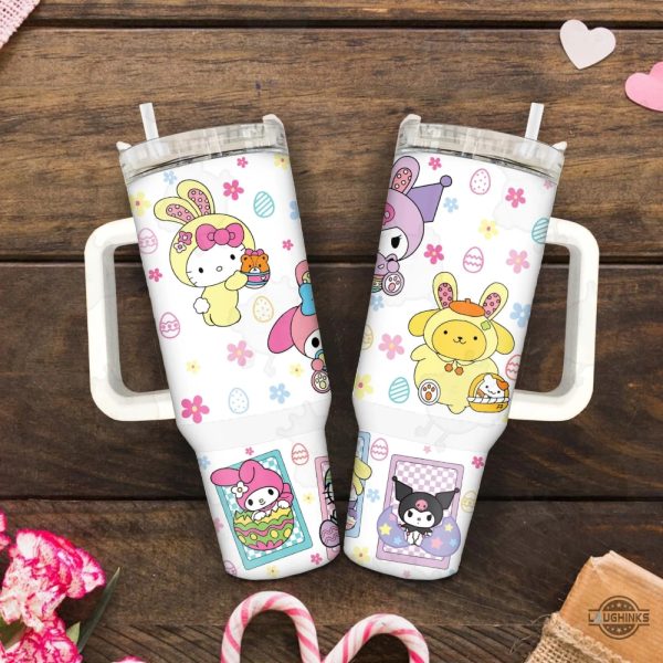 easter tumbler 40oz easter coffee cup 40 oz bunny easter travel stainless steel tumbler happy easter gift sanrio cartoon the melody kuromi cute cats cups laughinks 3