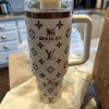 lv stanley tumbler dupe 40 oz louis vuitton stainless steel engraved 40oz tumbler hot trend tiktok 2024 lv pattern travel tumbler cups with straw and handle laughinks 1
