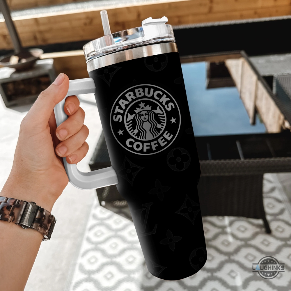 Starbucks X Louis Vuitton Cup 40 Oz Lv X Starbucks Print Stanley Tumbler 40Oz Dupe Hot Trend 2024 Tiktok Viral Stainless Steel Travel Cups With Handle And Straw