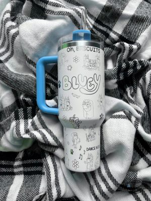 bluey engraved stanley cup dupe 40 oz bluey bandit heeler chilli bingo laser engraved stainless steel tumblers disney hot trend 2024 tiktok viral travel cups laughinks 2