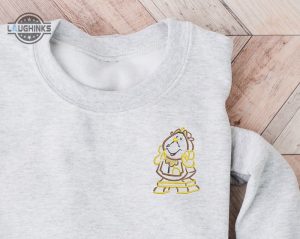 beauty the beast embroidered crewneck disney embroidered sweatshirt cogsworth crewneck princess sweatshirt womens disney crewneck embroidery tshirt sweatshirt hoodie gift laughinks 1