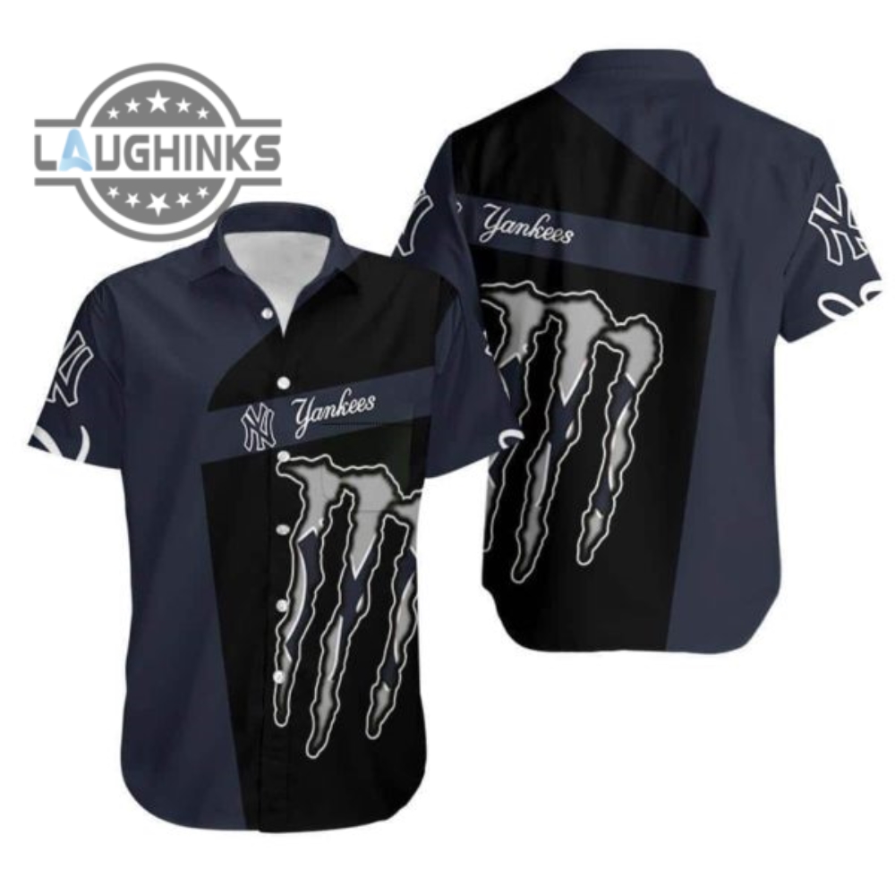Monster Energy New York Yankees Hawaiian Shirt Baseball Fans Gift Ny Yankees Button Up Shirt And Shorts Mlb Baseball Aloha Beach Shirt