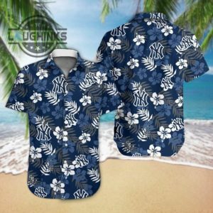 new york yankees best tropical hawaiian shirt yankees hawaiian shirt ny yankees button up shirt and shorts mlb baseball aloha beach shirt laughinks 1