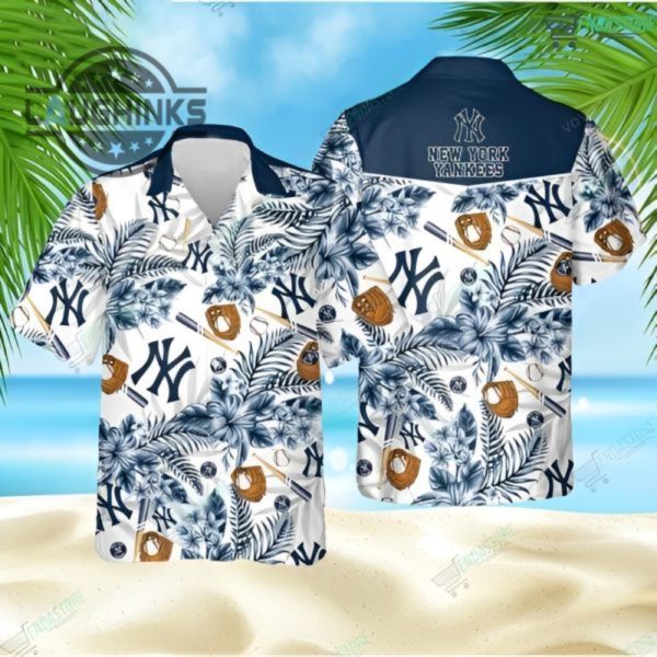 new york yankees 3d baseball hawaiian shirt yankees hawaiian shirt ny yankees button up shirt and shorts mlb baseball aloha beach shirt laughinks 1