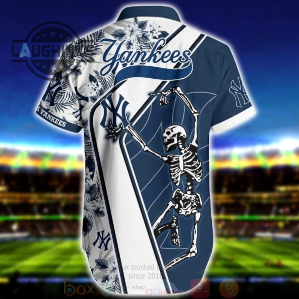 New York Yankees Skull Hawaiian Shirt Yankees Hawaiian Shirt Ny Yankees Button Up Shirt And Shorts Mlb Baseball Aloha Beach Shirt