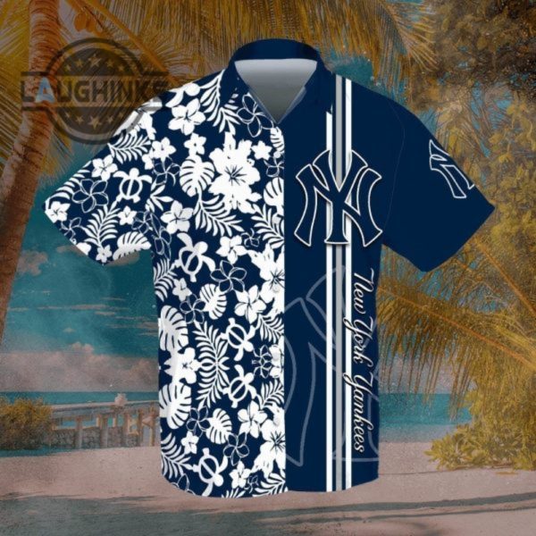 mlb new york yankees tropical shirt yankees hawaiian shirt ny yankees button up shirt and shorts mlb baseball aloha beach shirt laughinks 1