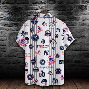 new york yankees major league baseball print hawaiian shirt ny yankees button up shirt and shorts mlb baseball aloha beach shirt laughinks 1 2