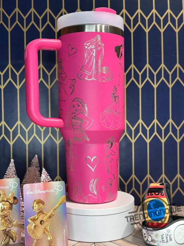 Enchanting Disney Princess Stanley Cup Disney Engraved Tumbler With Sidekick Magic Disney Stanley Tumbler Gift For Men Women trendingnowe 2