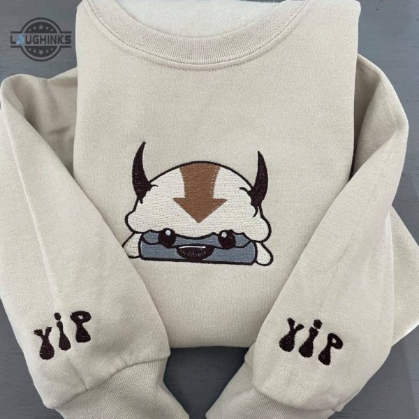 appa avatar embroidered sweatshirt bison custom design sweatshirt yip yip appa sweatshirt embroidery tshirt sweatshirt hoodie gift laughinks 1 1