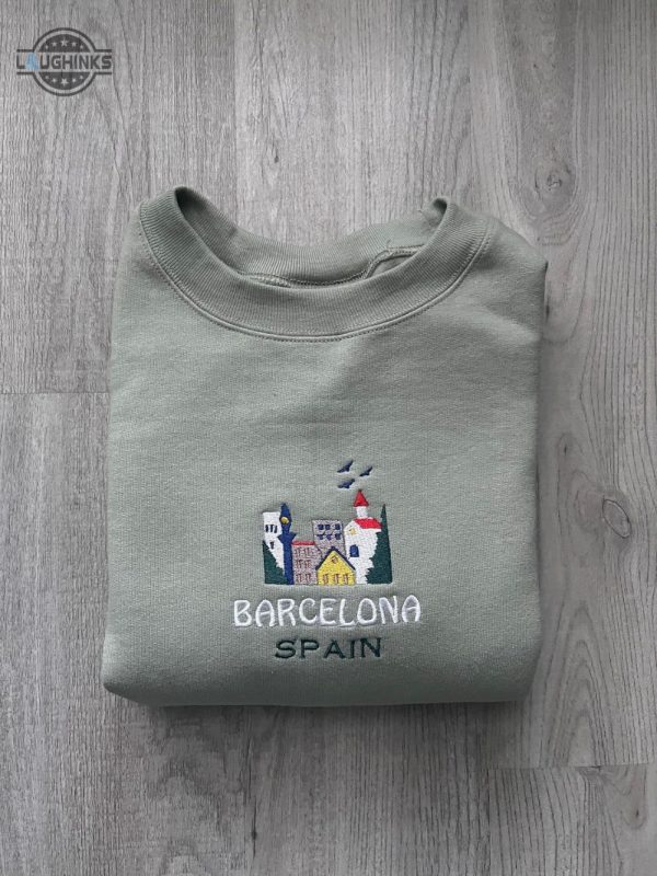 barcelona spain embroidered sweater embroidery tshirt sweatshirt hoodie gift