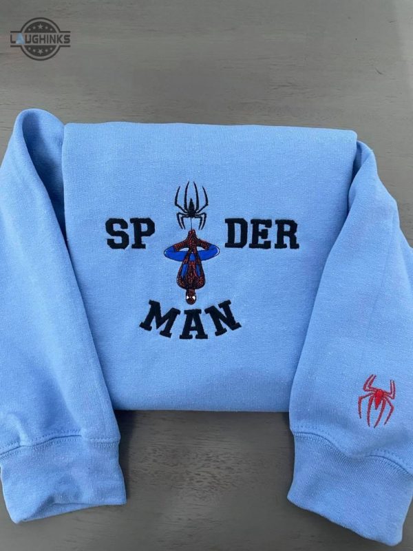 new trend spiderman embroidered sweatshirt spiderman inspired embroidered crew neck embroidery tshirt sweatshirt hoodie gift laughinks 1