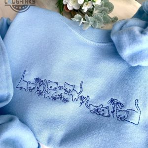 cute cats embroidered crewneck embroidery tshirt sweatshirt hoodie gift